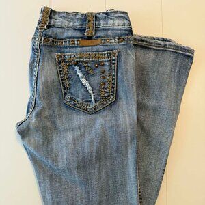 Cowgirl Tuff Western Jeans | Sz 29 Bootcut | X-Stitch | Distressed Denim